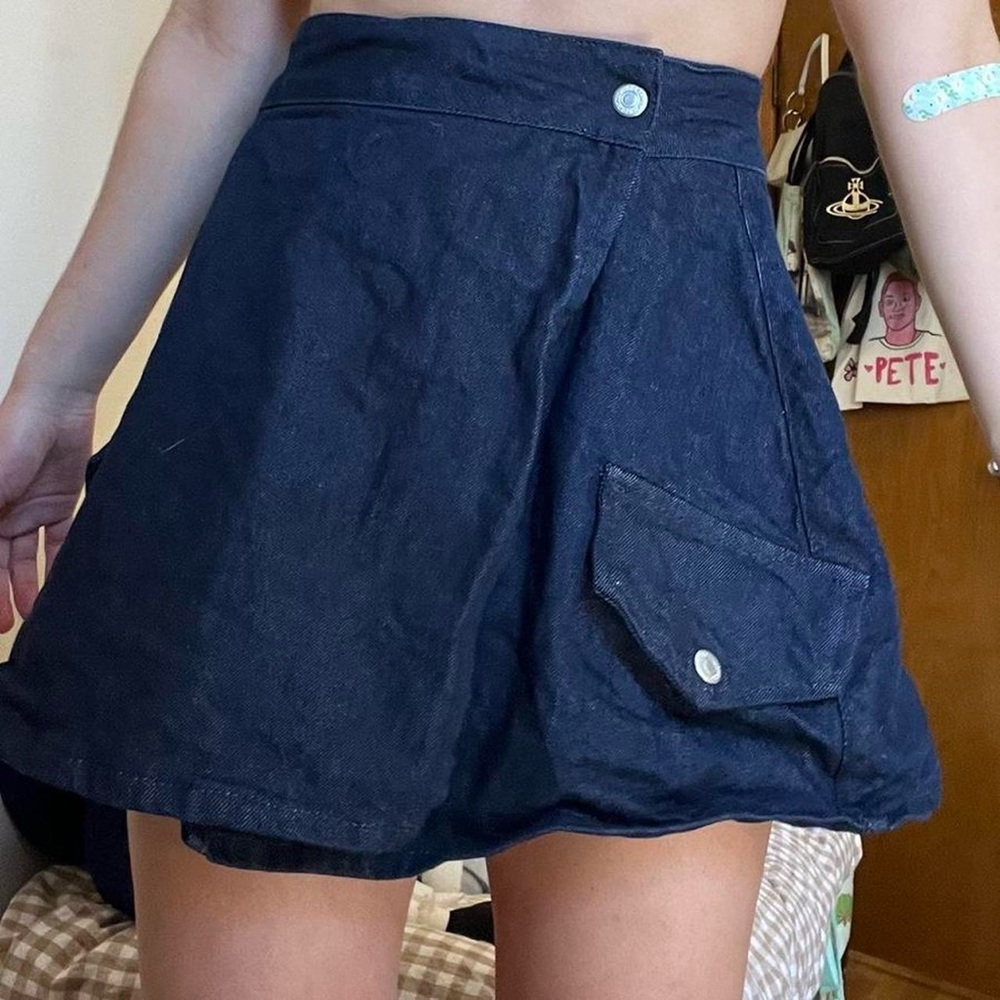 Topshop Dark Blue Denim Skirt